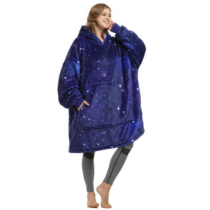 Catalonia Oversized Hoodie Blanket Sweatshirt Foldable Warm Sherpa Pullover Front Pocket