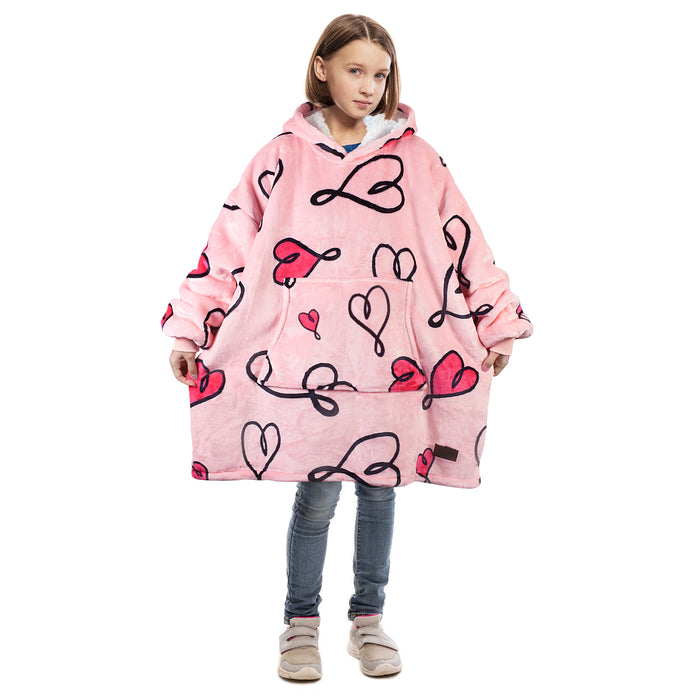 Catalonia Kid Classic Sherpa Oversize Hoodie Blanket