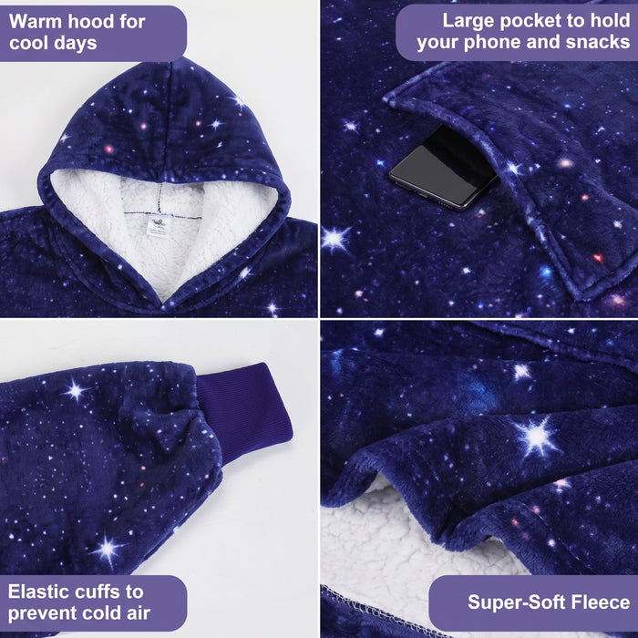 Catalonia Oversized Hoodie Blanket Sweatshirt Foldable Warm Sherpa Pullover Front Pocket