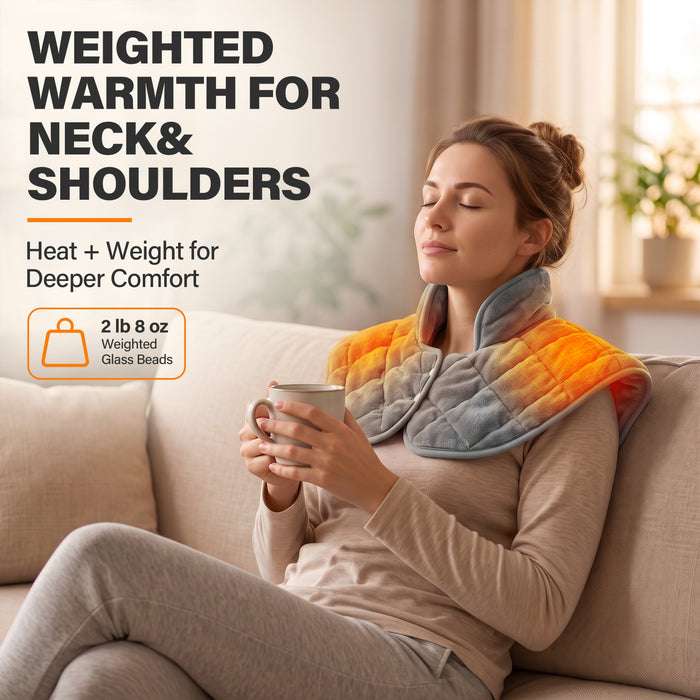 Catalonia Heated Shoulder Wrap, Soft Sherpa‑Lined Electric Shoulder Heating Pad for Neck & Shoulder Pain Relief for Home Office Blue