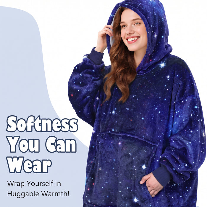 Catalonia Oversized Hoodie Blanket Sweatshirt Foldable Warm Sherpa Pullover Front Pocket