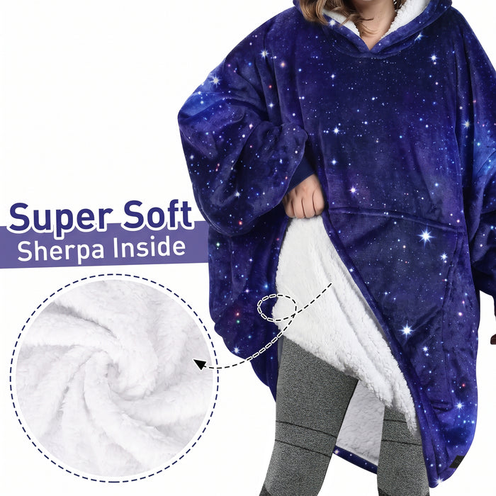 Catalonia Oversized Hoodie Blanket Sweatshirt Foldable Warm Sherpa Pullover Front Pocket