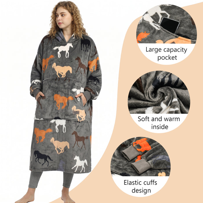Catalonia Oversized Blanket Hoodie Sweatshirt, Wearable Fleece Pullover for Adults Men Women Teenagers Kids Wife Girlfriend, Soft Warm Comfortable Extra Long Navy+Astrology