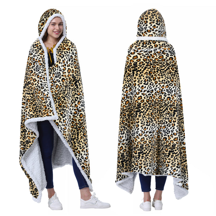 Sherpa Hooded Blanket Poncho with Hand Pockets