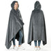 Sherpa fleece hooded blanket poncho - light gray side angle view