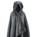 Sherpa fleece hooded blanket poncho - medium gray detail close-up view