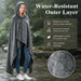 Sherpa fleece hooded blanket poncho - light gray sleeve cuff detail view