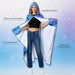 Sherpa fleece hooded blanket poncho - cosmic nebula print front pocket detail close-up