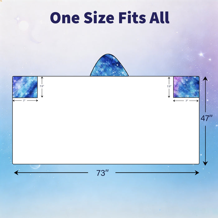 Sherpa fleece hooded blanket poncho - cosmic nebula print folded product view