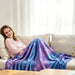 Sherpa fleece hooded blanket poncho - cosmic nebula print side view with arm extended
