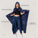 Sherpa fleece hooded blanket poncho - celestial moon and stars seated lifestyle view