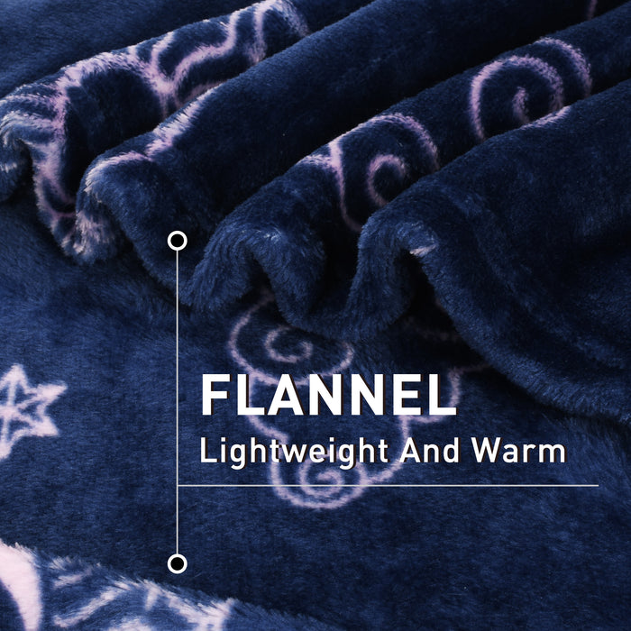 Sherpa fleece hooded blanket poncho - navy astrology constellation foot pocket detail