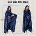 Sherpa fleece hooded blanket poncho - navy astrology constellation inside lining view