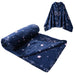 Sherpa fleece hooded blanket poncho - navy astrology constellation front view on white background