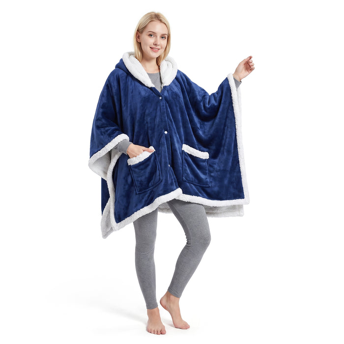 Catalonia Wearable Heated Blanket, Cozy Sherpa Lined Portable Electric Heating Cape for Home Office Outdoor