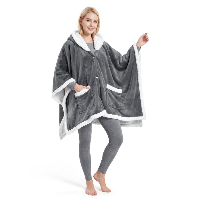 Catalonia Wearable Heated Blanket, Cozy Sherpa Lined Portable Electric Heating Cape for Home Office Outdoor