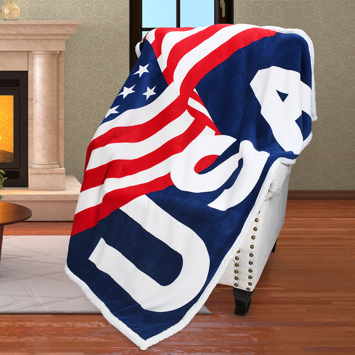 Flag Sherpa Throw Blanket