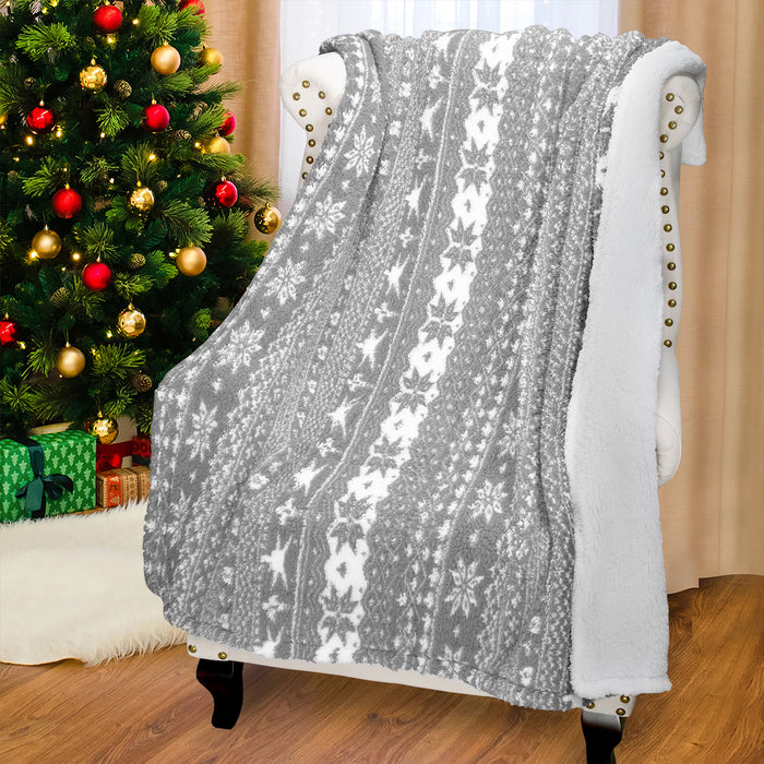 Snowflake Sherpa Throw Blanket