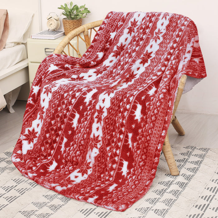 Snowflake Sherpa Throw Blanket