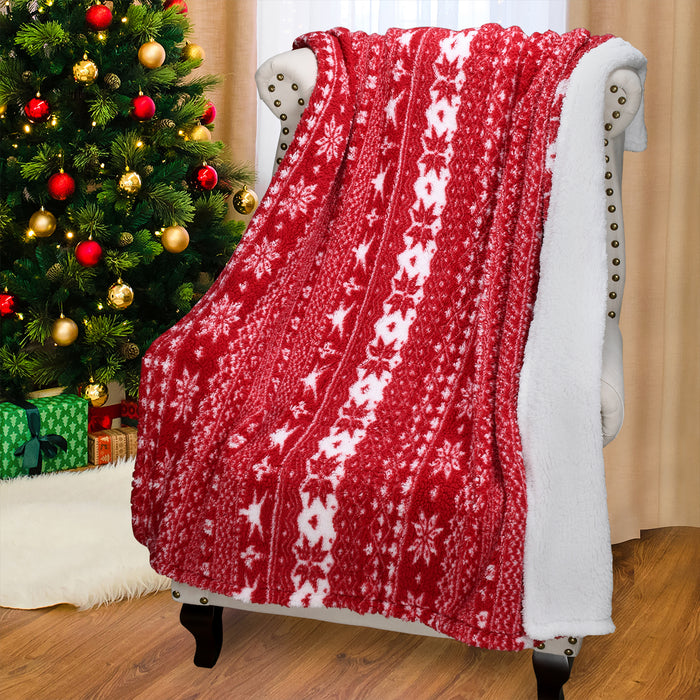 Snowflake Sherpa Throw Blanket