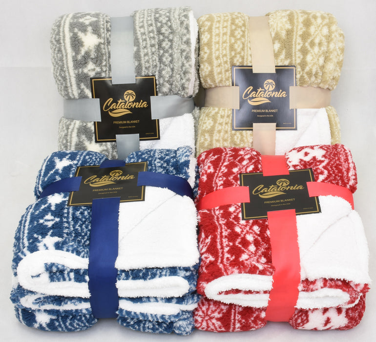 Snowflake Sherpa Throw Blanket