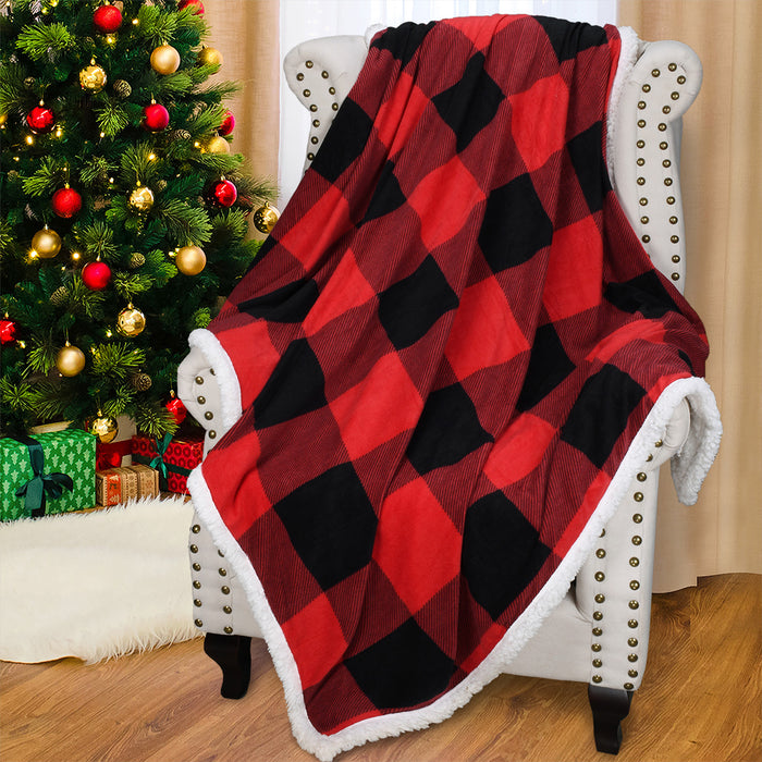 Plaid Sherpa Throw Blanket