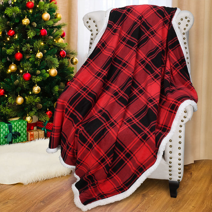Plaid Sherpa Throw Blanket