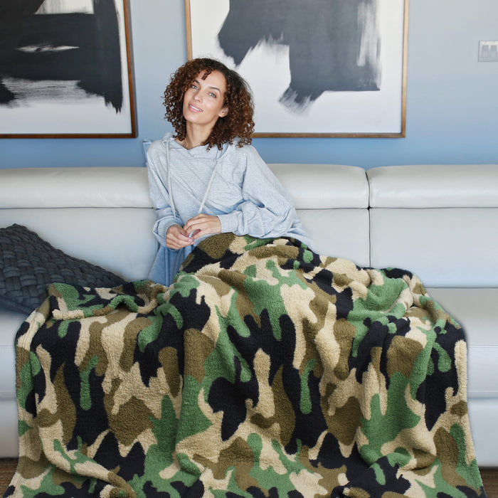 Reversible Sherpa Lightweight Throw Blanket