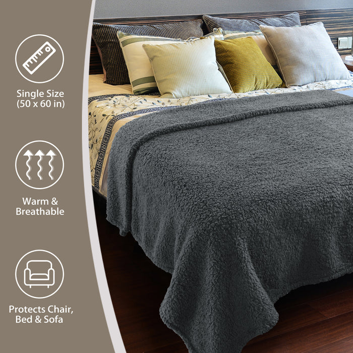 Reversible Sherpa Lightweight Throw Blanket