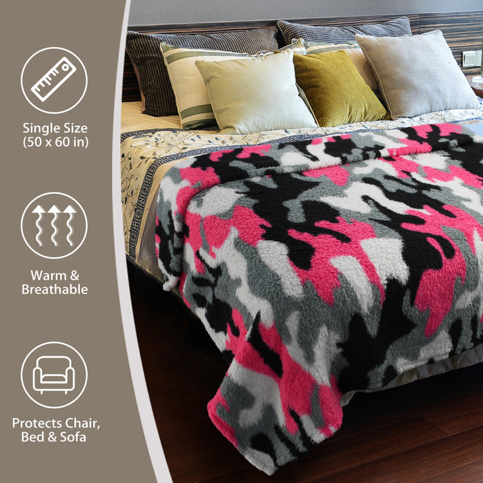 Reversible Sherpa Lightweight Throw Blanket