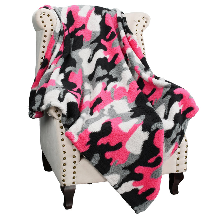 Reversible Sherpa Lightweight Throw Blanket