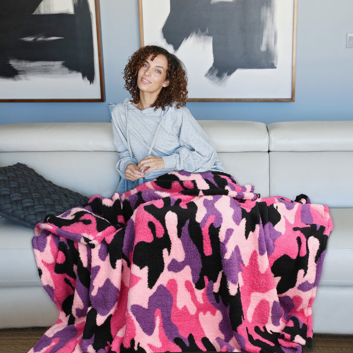 Reversible Sherpa Lightweight Throw Blanket