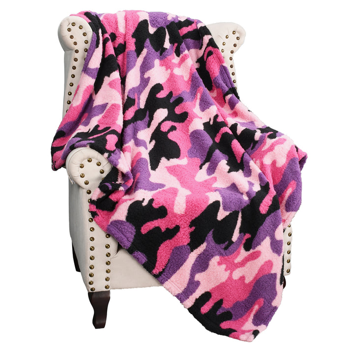 Reversible Sherpa Lightweight Throw Blanket