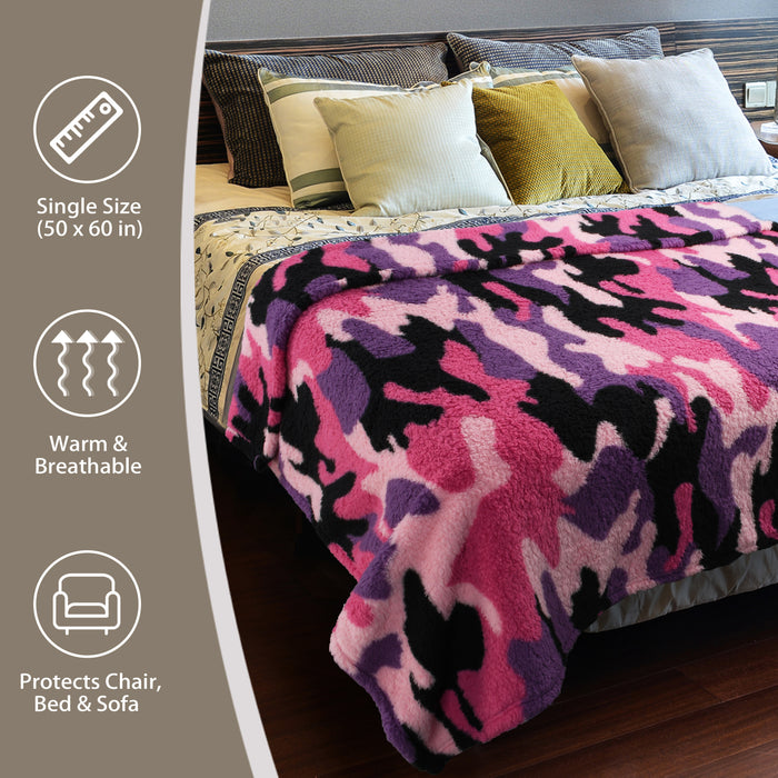 Reversible Sherpa Lightweight Throw Blanket
