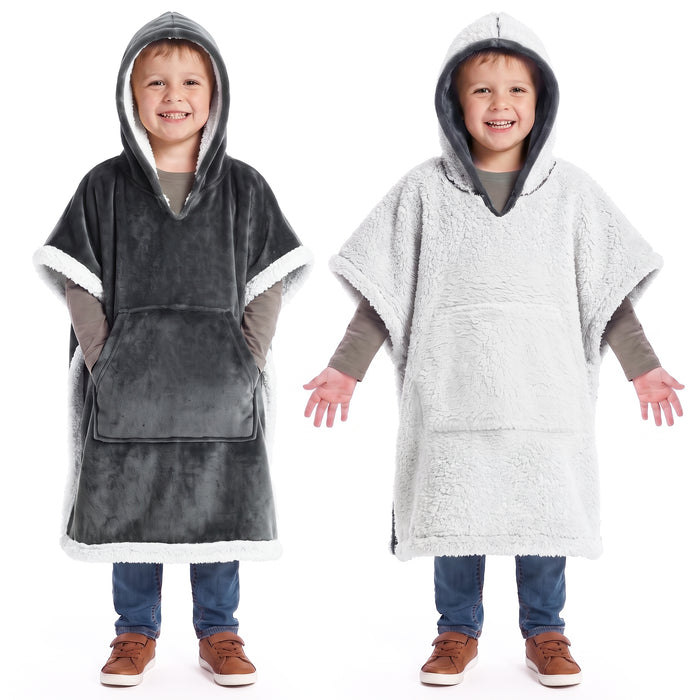 Catalonia Kids Hooded Fleece Poncho Blanket No Sleeves Cozy Gift for Girls Boys