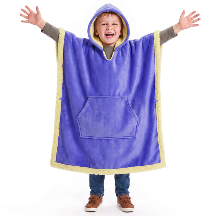 Catalonia Kids Hooded Fleece Poncho Blanket No Sleeves Cozy Gift for Girls Boys