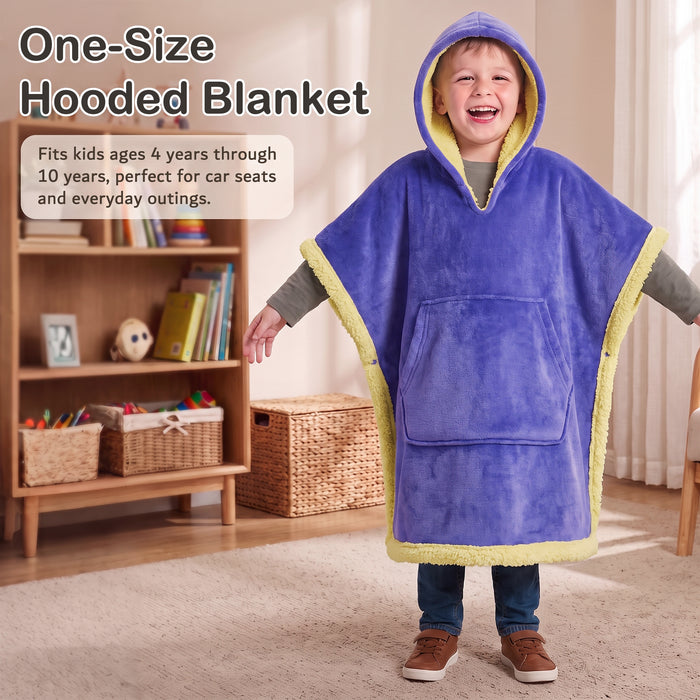 Catalonia Kids Hooded Fleece Poncho Blanket No Sleeves Cozy Gift for Girls Boys