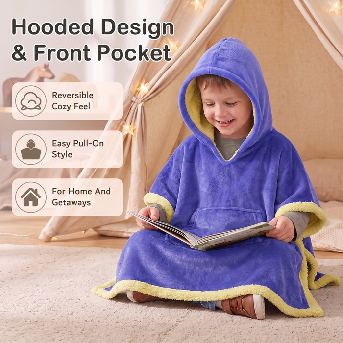 Catalonia Kids Hooded Fleece Poncho Blanket No Sleeves Cozy Gift for Girls Boys