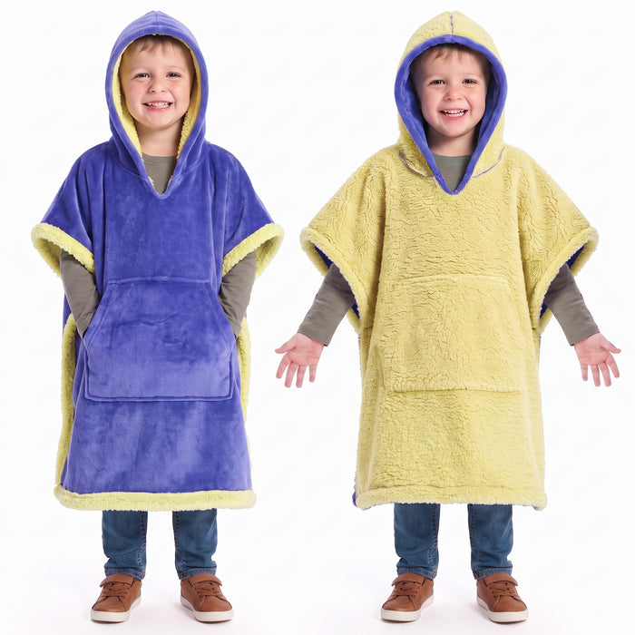 Catalonia Kids Hooded Fleece Poncho Blanket No Sleeves Cozy Gift for Girls Boys
