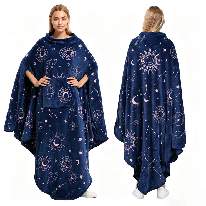 Fleece wearable blanket poncho - olive green folded product view