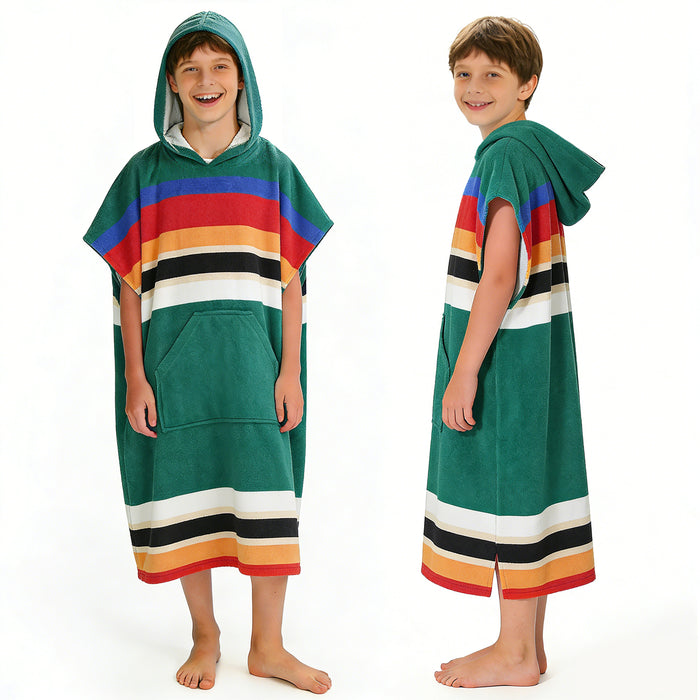 SUN CUBE Kids Towel Changing Swim Robe Surf Poncho, Quick Dry Microfiber Hooded Wearable Blanket for Boys Girls 8-12 Years, Sunset Blue