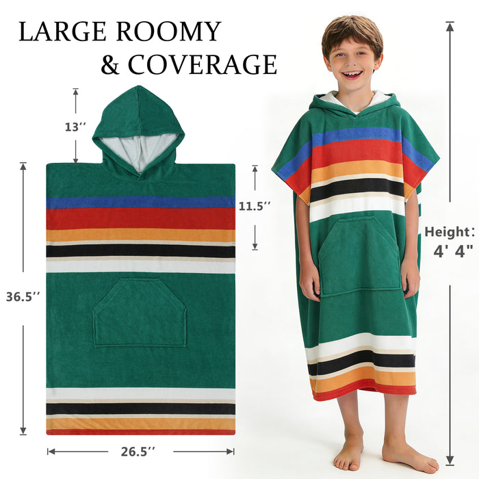 SUN CUBE Kids Towel Changing Swim Robe Surf Poncho, Quick Dry Microfiber Hooded Wearable Blanket for Boys Girls 8-12 Years, Sunset Blue