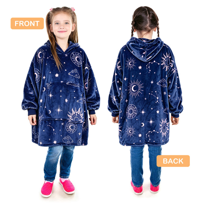 Catalonia Kids Oversized Hoodie Blanket Fleece Pullover with Large Pocket Teen Gift
