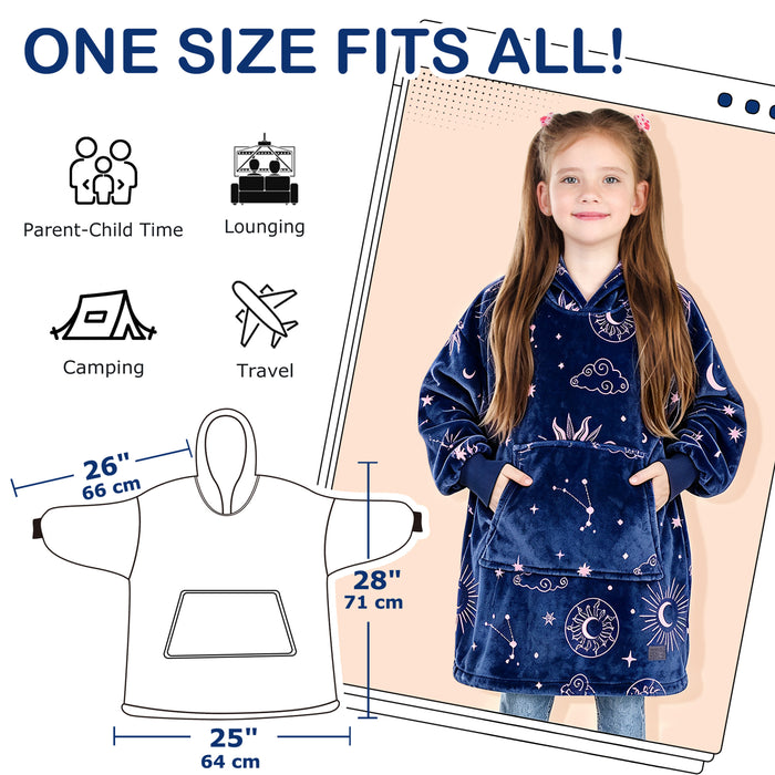 Catalonia Kids Oversized Hoodie Blanket Fleece Pullover with Large Pocket Teen Gift