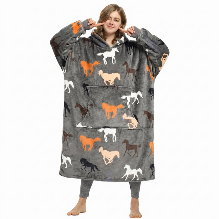Catalonia Oversized Blanket Hoodie Sweatshirt, Wearable Fleece Pullover for Adults Men Women Teenagers Kids Wife Girlfriend, Soft Warm Comfortable Extra Long Navy+Astrology