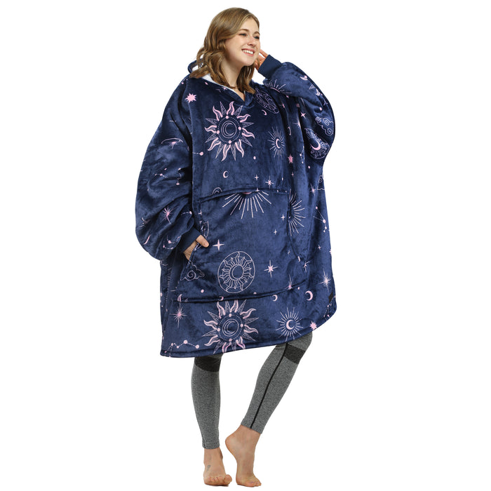 Catalonia Oversized Hoodie Blanket Sweatshirt Foldable Warm Sherpa Pullover Front Pocket