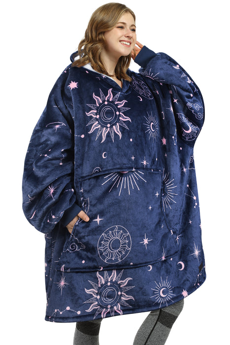 Catalonia Oversized Hoodie Blanket Sweatshirt Foldable Warm Sherpa Pullover Front Pocket