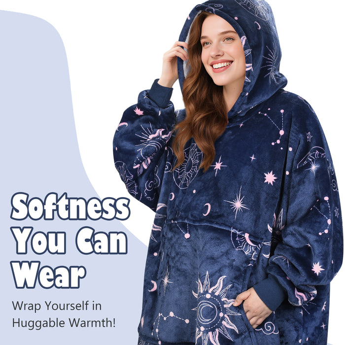 Catalonia Oversized Hoodie Blanket Sweatshirt Foldable Warm Sherpa Pullover Front Pocket