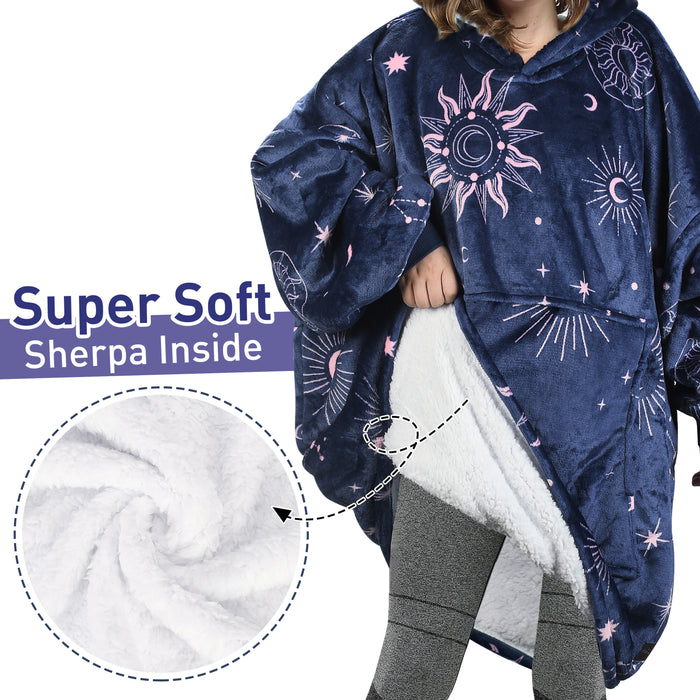 Catalonia Oversized Hoodie Blanket Sweatshirt Foldable Warm Sherpa Pullover Front Pocket
