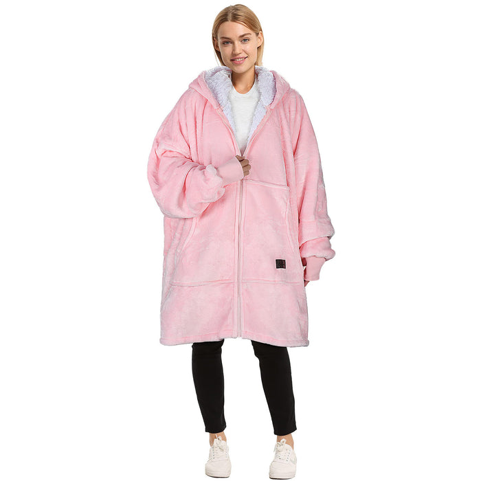 Full Zip Up Sherpa Oversize Hoodie Jacket